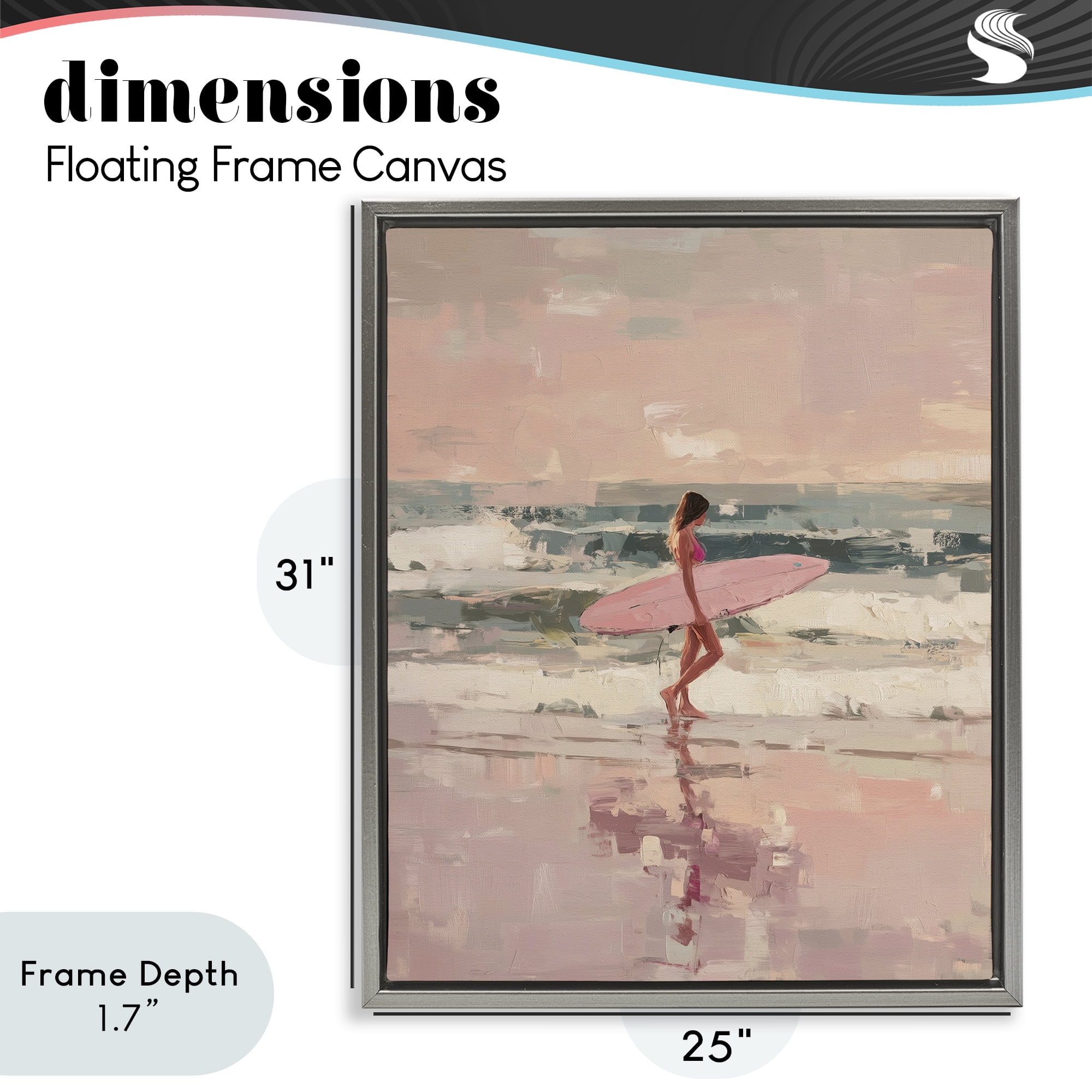Stupell Industries Rider Of The Waves Gray Framed Floater Canvas Wall Art, design by Svetlana Aleynikova