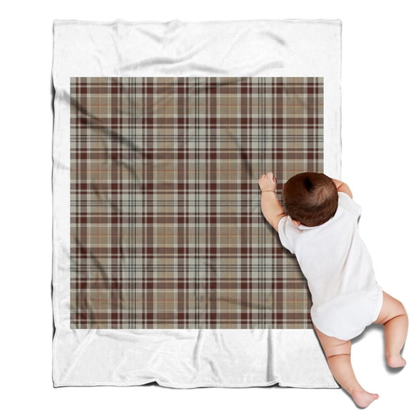 Brown Beige Plaid Checkered Pattern Blanket,Comfortable Soft Flannel Throw Blanket,All Season,Warm Lightweight Blankets for Sofa Bed Couch Living Room Chair,30"x40"