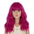 thumbnail image 4 of RightOn Hot Pink Wig  Bob Curly Hot Pink Wig Cosplay Wig with Bangs Cosplay Costumes Party Wig, 4 of 8