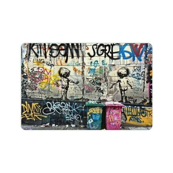 Creowell Graffiti Trash Cans Punk Art Diatom Mud Mats Non-Slip 24x16in