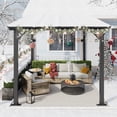 thumbnail image 5 of LazySunsets 8'x10' Hardtop Gazebo for Patio, Wall Mounted Gazebos Pergola with Sloped Roof, Outdoor Lean to Pergola, Heavy Duty Awnings for Small Space Decks, Black, 5 of 7