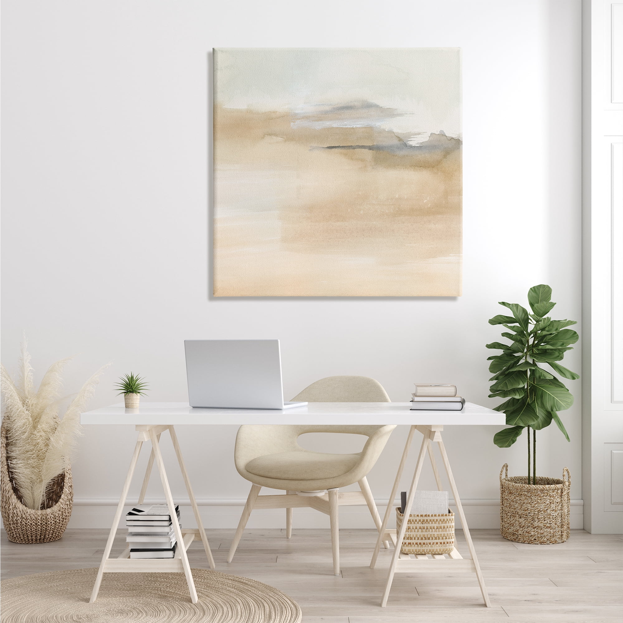 Stupell Industries Cinnamon Shores Abstract Landscape Soft Neutral Tones Abstract Painting Gallery Wrapped Canvas Print Wall Art, 36 x 36