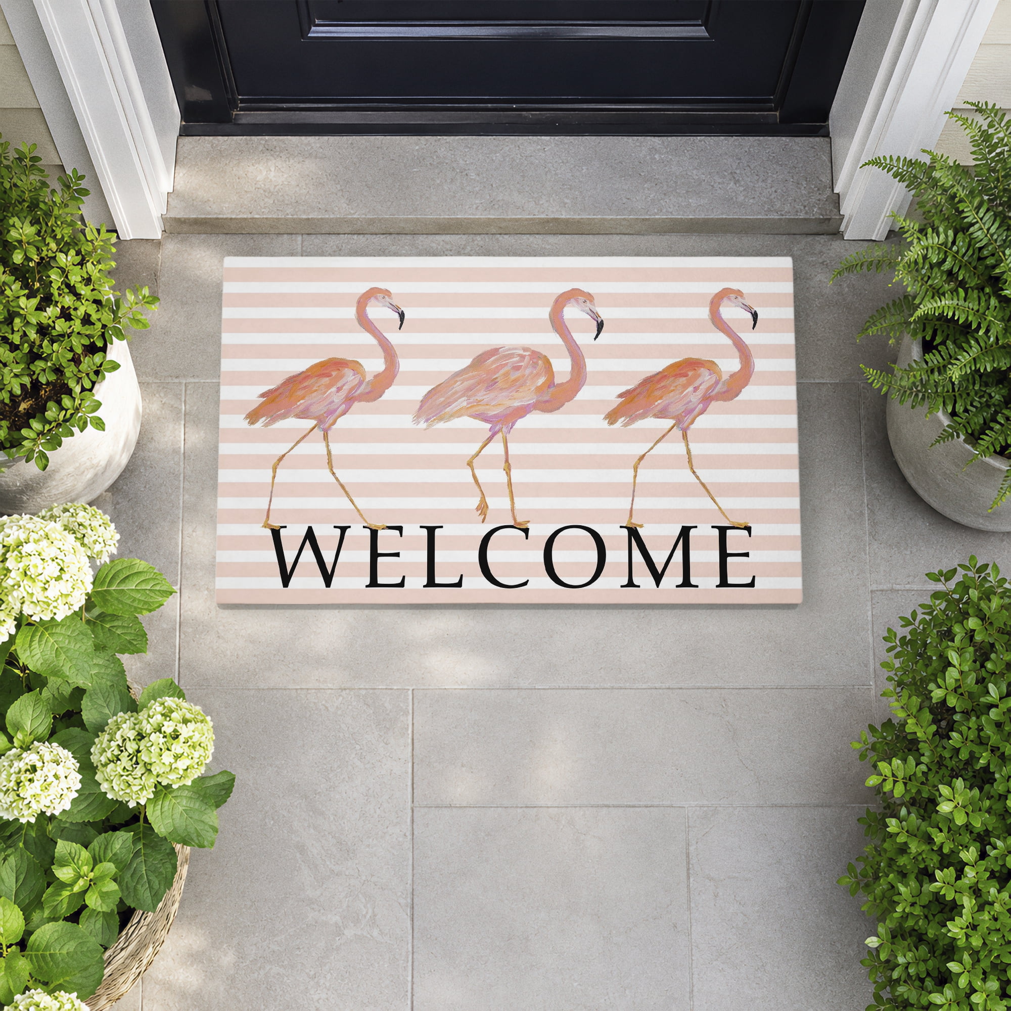 Stupell Industries Welcome Three Flamingos Printed Outdoor Door Floor Mat, design by Julie DeRice