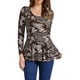 thumbnail image 1 of INSPIRAR CHIC Blusas de Mujer con Estampado, Cuello Redondo, Mangas Largas, Blusa Peplum M Café-Animal, 1 of 6