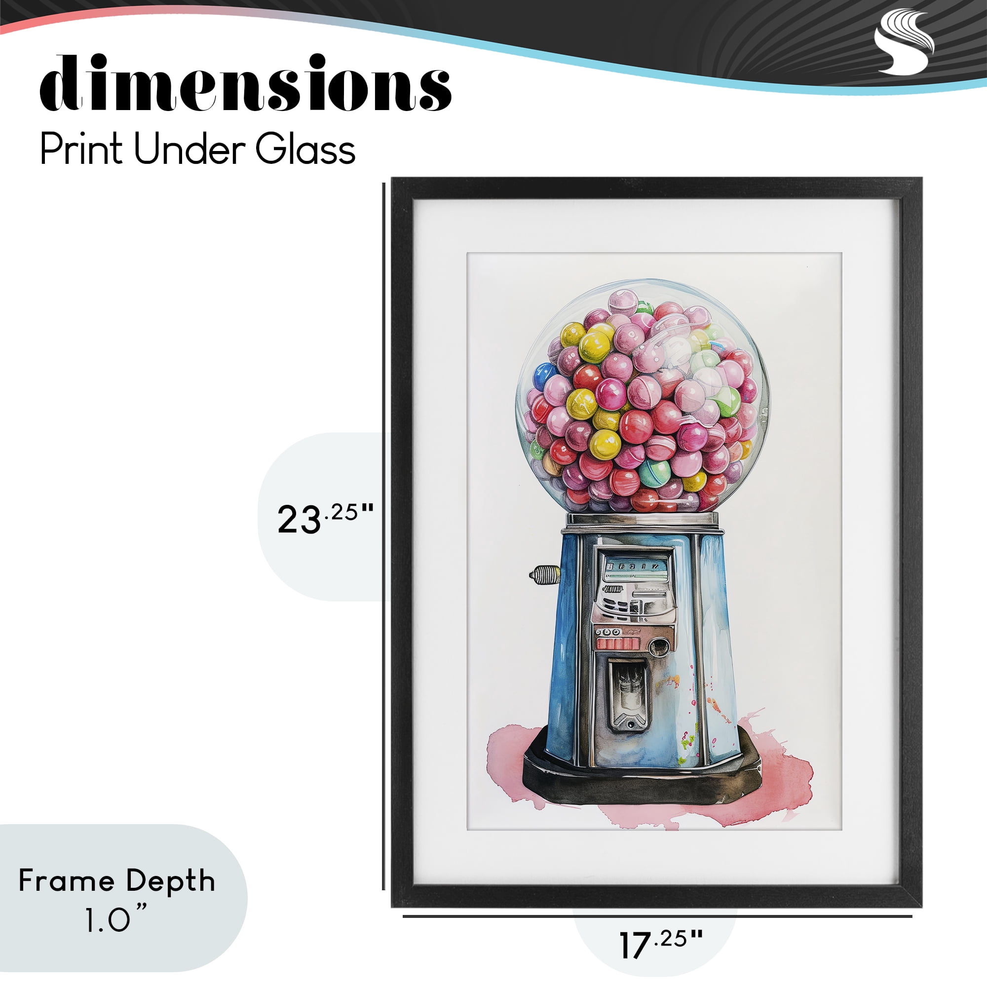 Stupell Industries Retro Gumball Machine Black Framed Print Under Glass, design by Ray Powers