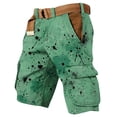 thumbnail image 3 of Graffiti Style Cargo Shorts For Men With Side Pockets And Adjustable Waistband Showcasing Streetwear Aesthetic Light Green XXXL, 3 of 5