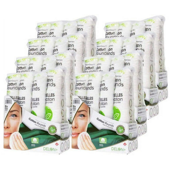 Delon Premium Cosmetic Cotton Rounds, 8-pack of 100(8/CASE)