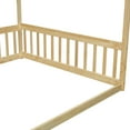 thumbnail image 7 of Full Size Canopy Frame Floor Bed with Fence, Bed Frame with Guardrail, Bed Slat Support for Bedroom, Easy Assembly, Natural, 7 of 7