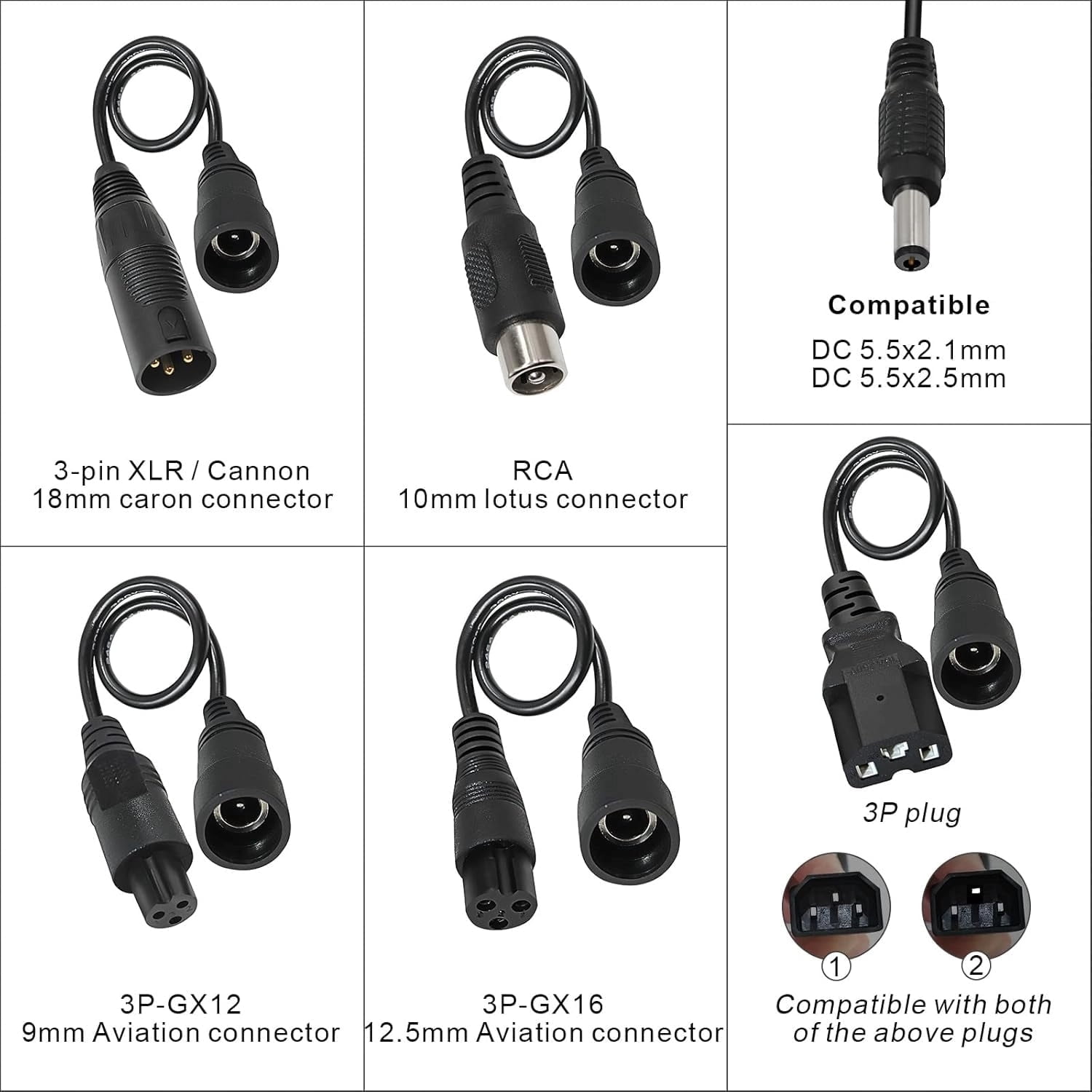 54.6V 2A Charger with 7 in 1 Plugs Output Heads, for 48V-54.6V Li-ion Battery