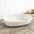 thumbnail image 2 of Denmark Tools for Cooks 2.4 Quart Speckled White Oval Stoneware Baking Dish Casserole Pan with Handles, 2 of 4