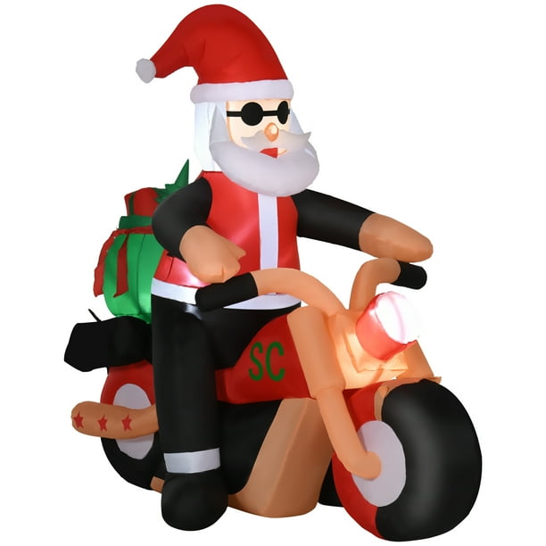 6' Christmas Inflatable Santa Claus Riding A Motorcycle with Toy