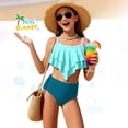 thumbnail image 5 of Kids Swimsuits for Girls 11-12 Girl's 2 Piece Tankini Swimsuits Flowy Ruffle Flounce Floral Print Cute Bathing Suits, 5 of 5