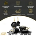 thumbnail image 2 of Thyme & Table 12-Piece Non-Stick Signature Ribbed Cookware Set, Non-Toxic Pots and Pans Set - Black & Gold, 2 of 21