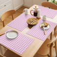 thumbnail image 5 of Pink Grid Placemats Set of 8 Checkered Plaid Gingham Lattice Trellis Print Place Mats Indoor Wipeable Table Mats Washable Cloth Dining Table Placemats for Kitchen Holiday Party Home Decor 13x19 Inch, 5 of 9