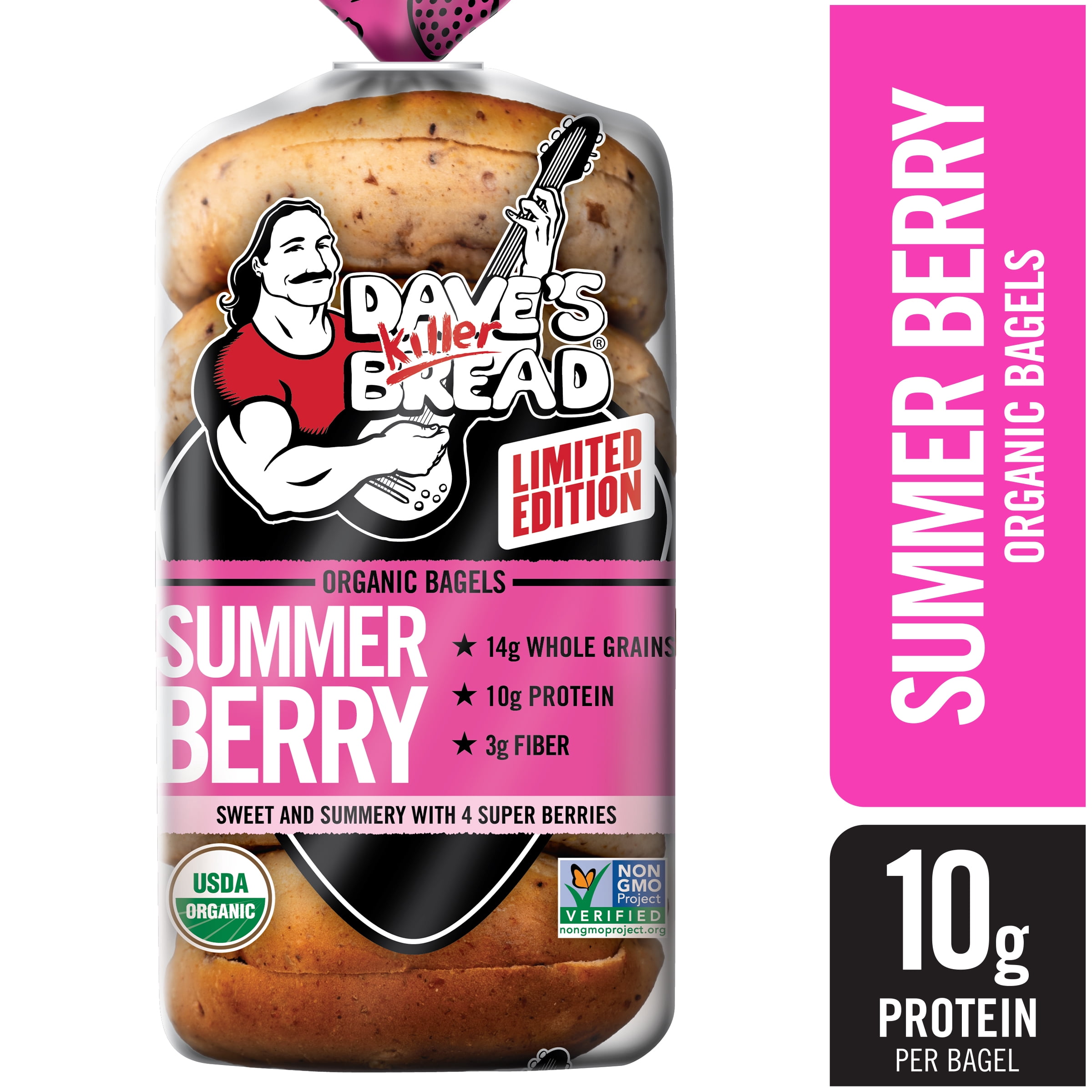 Dave's Killer Bread Summer Berry Bagels, Limited Edition Organic Bagels, 5 Count