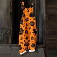 thumbnail image 5 of JULMCOMO Halloween Jumpsuits for Women Cotton Linen Bat Pumpkin Ghost Printed Spaghetti Strap Holiday Jumpsuits Plus Size Loose Cute Print Overalls Earthy Yellow 2XL, 5 of 5