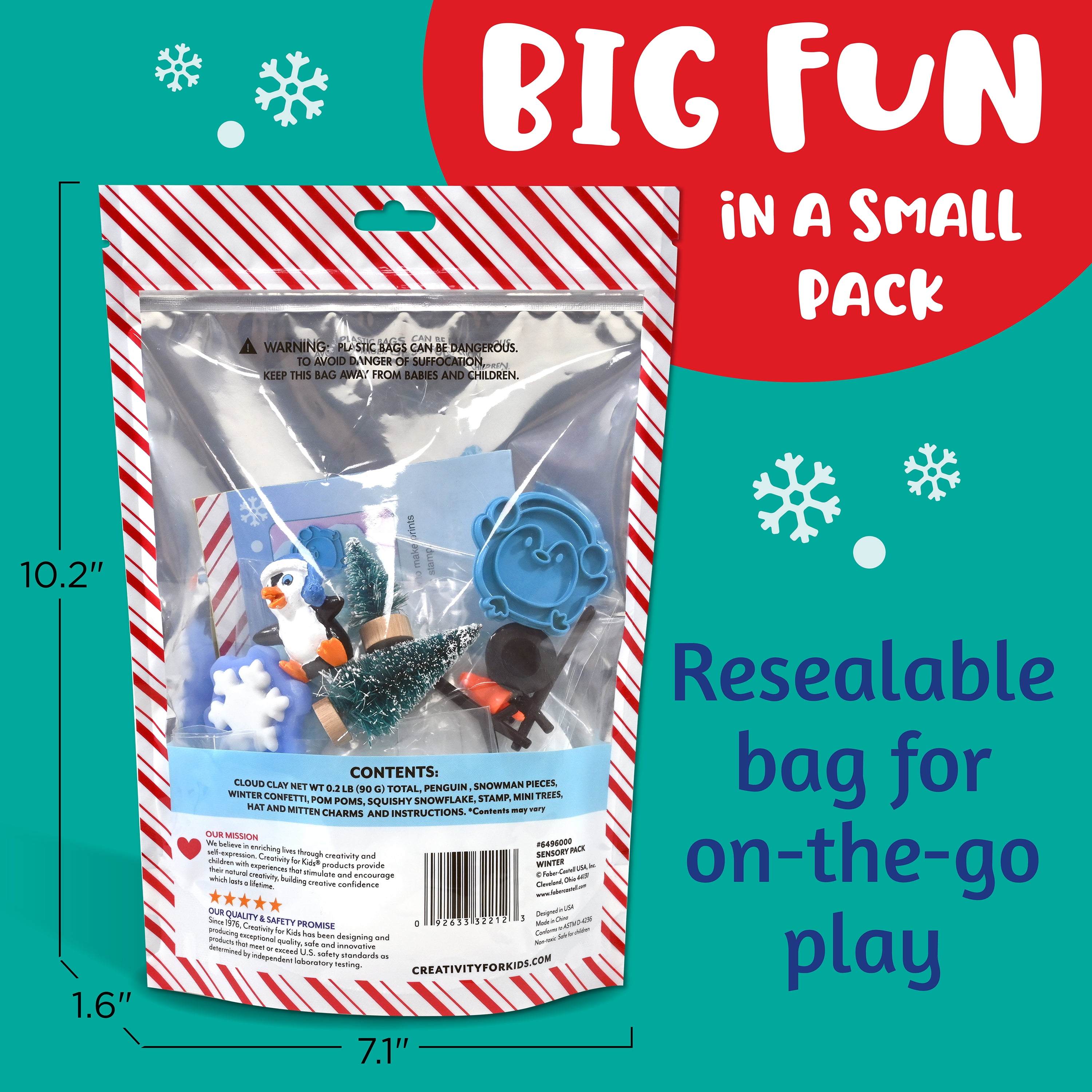Creativity for Kids Sensory Pack Winter Kit | Squish, Shape & Play | Snowy Sensory Toys for Kids (Ages 3+)