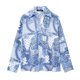 thumbnail image 2 of HH TRAF Blusas elegantes de mujer con cuello vuelto, holgadas y ajustadas, estilo vintage, con mangas largas y estampado de un solo pecho, estilo casual, 2 of 5