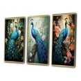 thumbnail image 3 of Designart "Blue Peacock Monochrome" Animals Framed Wall Art Set Of 3 - Teal Peacock Frame Canvas Set For Living Room Decor, 3 of 7