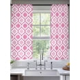 thumbnail image 2 of Pink Sheer Curtains 63 inches Long 2 Panels Set Morocco Geometric Abstract Tiers Sheers Rod Pocket Small Window Short Curtains for Kitchen Cafe, Each 52" W x 63" L, 2 of 7