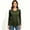 (Solid)Army Green, variant on Women's Color Block V-Neck Long Sleeve Curved Hem T-Shirt, Everyday Stretch Basic Layering Long Sleeve Top, Women's ,Size S-2XL