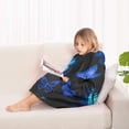 thumbnail image 4 of Black Blue Butterfly Pattern Blanket Hoodies for Kids 6-13YR Oversize Wearable Blanket Hoodies for Boys Girls Teens, 4 of 7