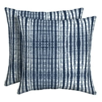 ARDEN Outdoor Toss Pillow (2 Pack) 16 x 16, Blue Shibori Stripe
