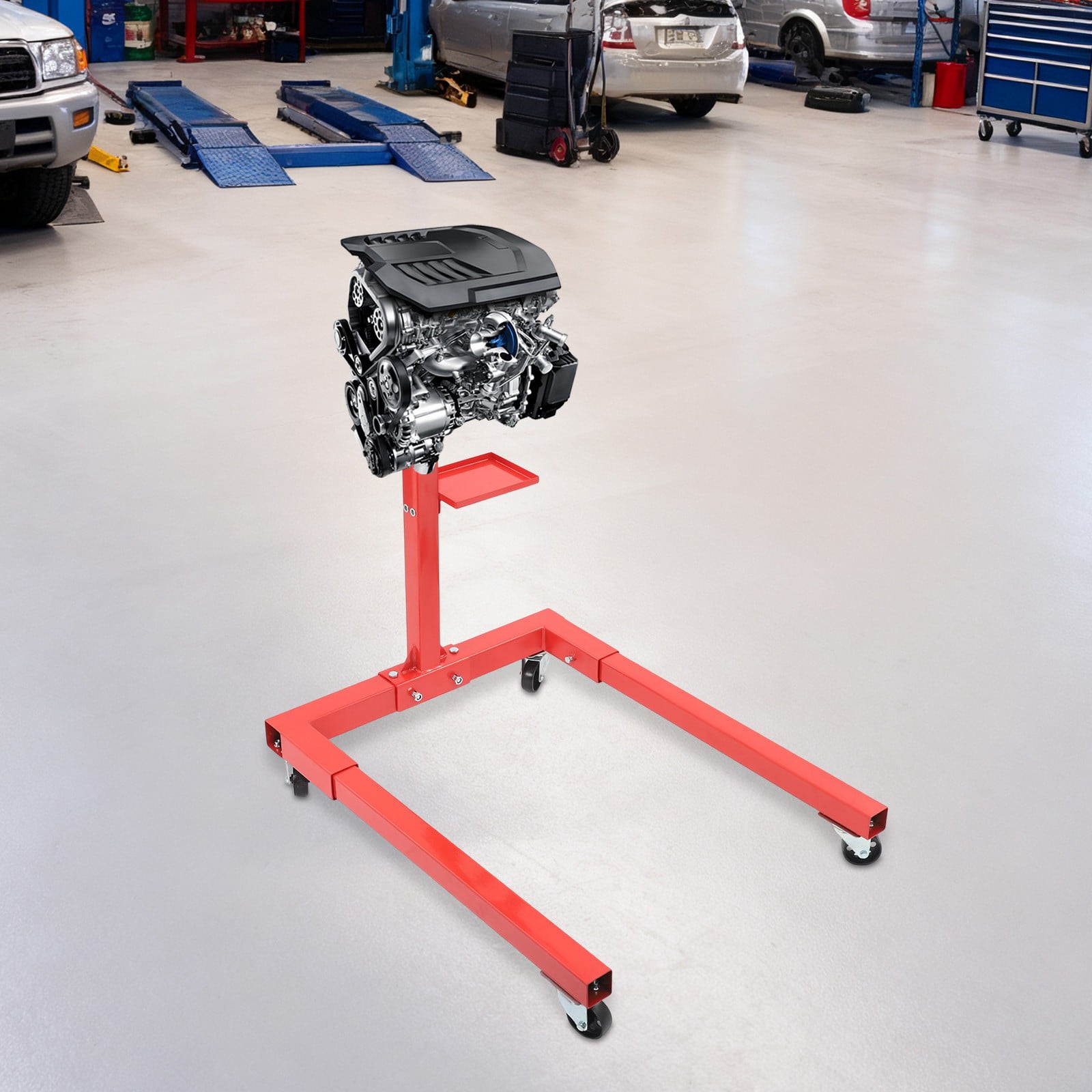 2000 LBS Modern Red Folding Engine Stand Vehicle Engine Block Stand 360 Degree Head 39.17*27.75*37.8in