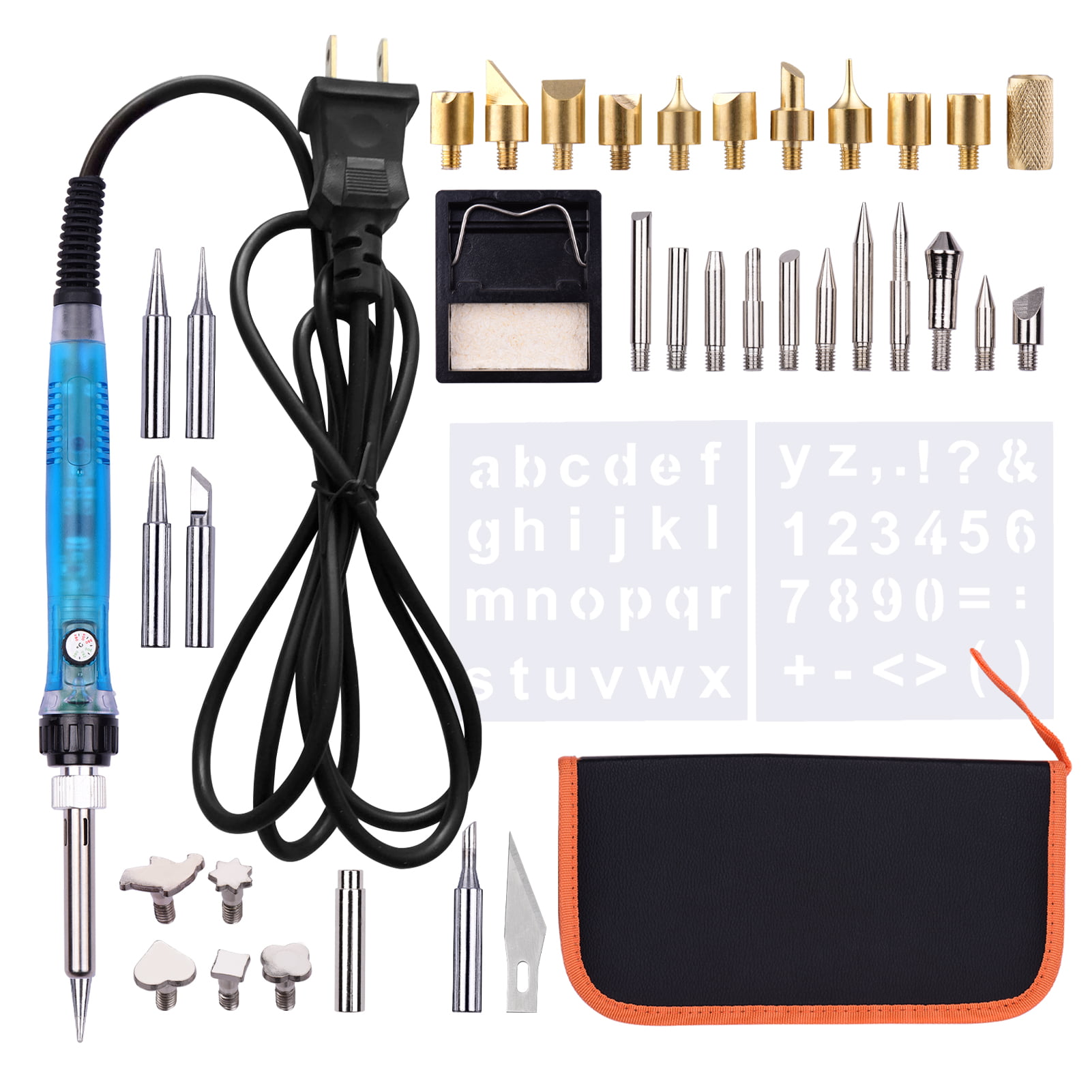 Meterk Wood Burning Tool Kit 53PCS Professional Pyrography Pen Soldering  Iron Set Adjustable Temperature from 200-450℃ for Beginners Adults Wood  Burning Carving DIY Embossing Soldering 