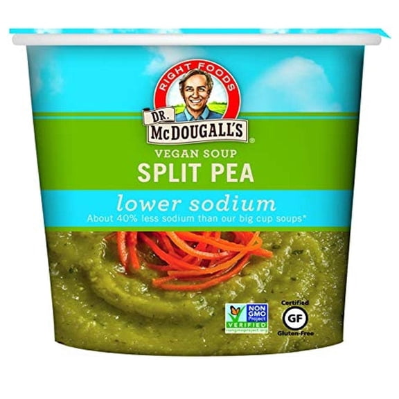 Dr. McDougall's Lower Sodium Vegan Soup Cup Split Pea 1.9 oz Pack of 4