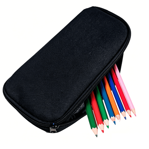 Black Large Capacity Pencil Case, Durable Oxford Cloth Zip Pouch Pen Holder for Office & Daily Use