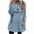 thumbnail image 3 of Feancey No,I'm No Freezing Sweatshirt for Women Winter Fuzzy Fleece Warm Pullover Tops Sherpa Thermal Loungewear Furry Casual Pajamas with Pockets Blue XXL, 3 of 5
