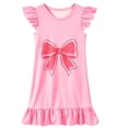 thumbnail image 3 of Gunia Kids Girls Nightgowns Pjs For Girls Playful Nightdress Cute Bow Print Flutter Sleeves Cozy Cute Night Gowns Sleepwear Pink 9-10 Years, 3 of 3