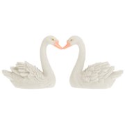 HOOWIFFY 2Pcs White Resin Swan Figurines Durable Garden Decoration with Vivid Realistic Design