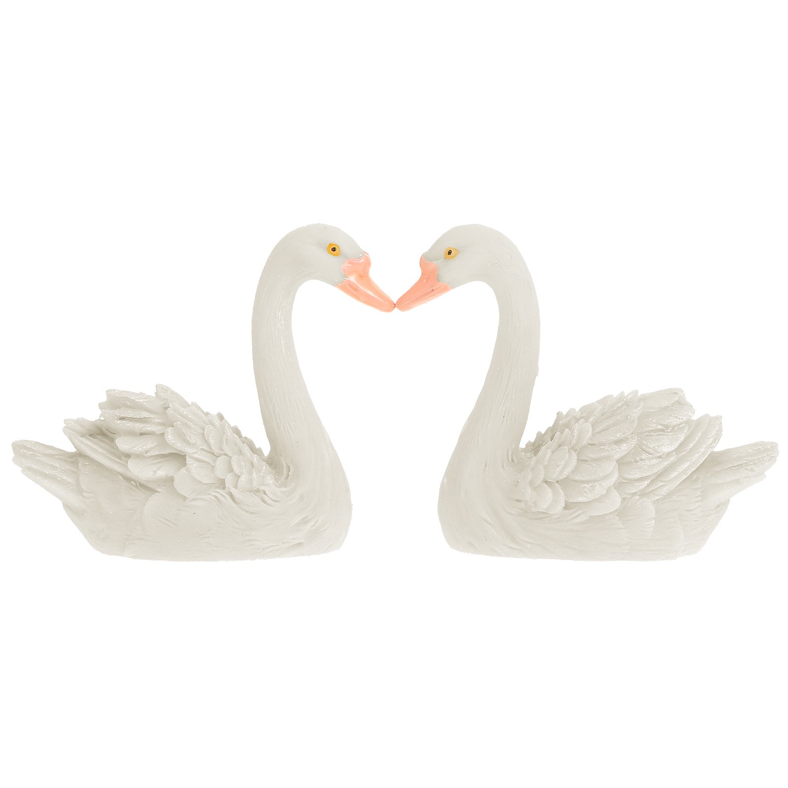 HOOWIFFY 2Pcs White Resin Swan Figurines Durable Garden Decoration with Vivid Realistic Design