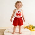 thumbnail image 5 of Agkizg Kids Girls Clothing Set 3 Piece Outfit Neck Sleeveless Top Belt Shorts Set, 5 of 7