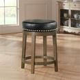 thumbnail image 4 of Bowery Hill Tabouret de Comptoir Rond Pivotant de 24 Pouces en Similicuir Noir (Ensemble de 2), 4 of 5