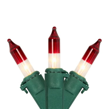 Northlight Mini Christmas Light Set - Clear with Red Tips - 10' Green Wire - 50ct