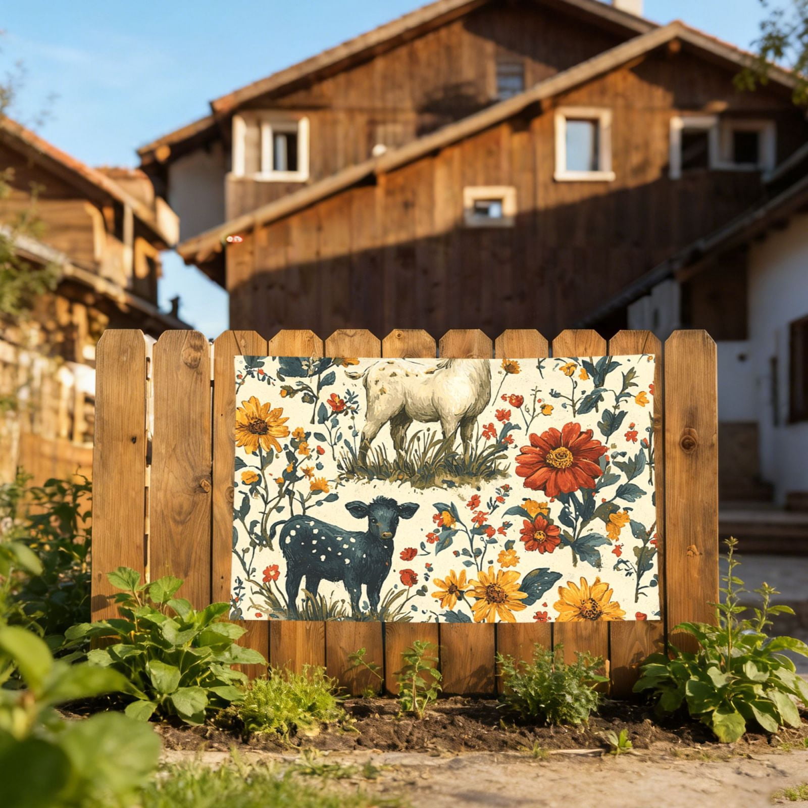 Farm House Animals Goat Four Hole Decorated Banner Flag for Garden Yard Home Decoration Indoor Outdoor 4x6 Ft