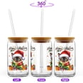 thumbnail image 2 of Merry Christmas Santa Siamese Scarf Twinkling Lights Xmas Holiday 16oz Glass Cup Mug Cat Lover Kitten Owner Gifts Glass Can with Bamboo Lid and Straw - 00022, 2 of 5