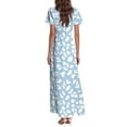 thumbnail image 4 of Women's Elegant Flutter Sleeve Dress Floral Chiffon Maxi Dress Flowy Wedding Guest Dress for Spring 2025 Sky Blue M, 4 of 5