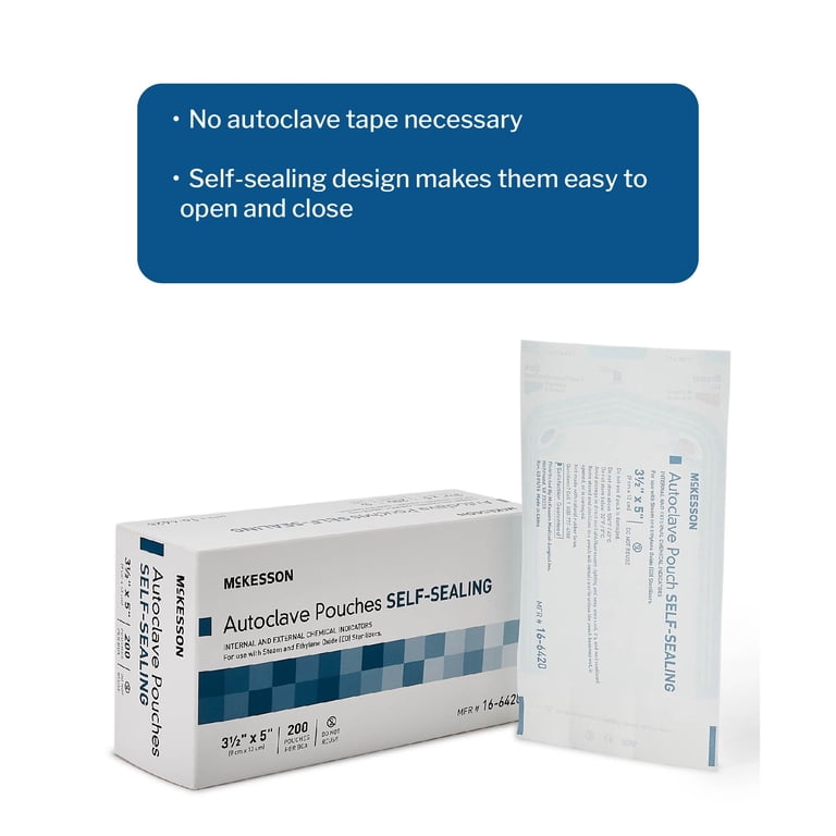 McKesson Self-Sealing Sterilization Pouches - 3.5x5 Inch, 200 Pack For ...