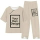 thumbnail image 4 of Conjunto de dos piezas para mujer: camiseta de manga corta con botones y pantalón largo - Poliéster y spandex, estilo informal de verano, 4 of 7