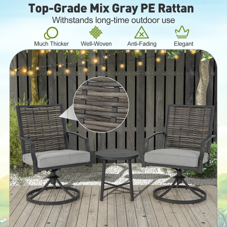 Aimee Lii 3 Piece Patio Swivel Chair Set, Patio Sectional Furniture Set with Soft Seat Cushions for Backyard