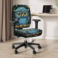 thumbnail image 3 of SCRAWLGOD Blue Owl Stars Breathable Computer Office Chair Cover Stretch Comfortable Boss Chair Slipcovers Universal Removable Desk Chair Seat Protector, Set of 2, 3 of 7
