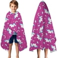 thumbnail image 3 of Cartoon Unicorn Pattern Hooded Bath Towel，50"x30" for Ages 3 To 12 Kids, Quick Dry Lightweight Soft Microfiber Hood Beach Towel Cover Up for Kids, 3 of 7