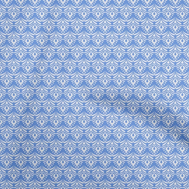 oneOone Polyester Spandex Blue Fabric Asian Ornamental Craft Projects Decor Fabric Printed By The Yard 56 Inch Wide
