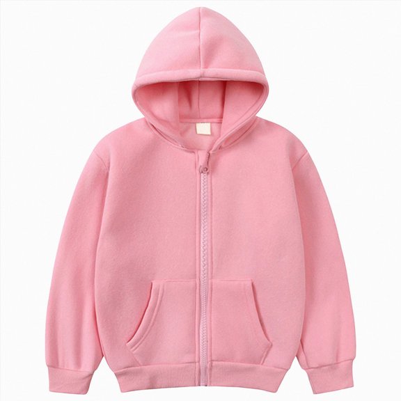 Staki Girls Winter Jacket Kids Full Zip Hoodie Boys Jacket Warm Cozy Outwear Coat with Pockets 1-10Y(Pink,7-8 Years)