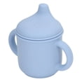 thumbnail image 4 of Taza de silicona a prueba de derrames, apta para lavavajillas y microondas, taza de entrenamiento con asas y tapa con boquilla para niños pequeños y bebés, color azul, 4 of 9