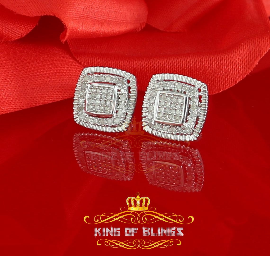 King of Bling's 0.55ct Diamond Sterling Silver Hip Hop White Stud Earring For Men's / Women's